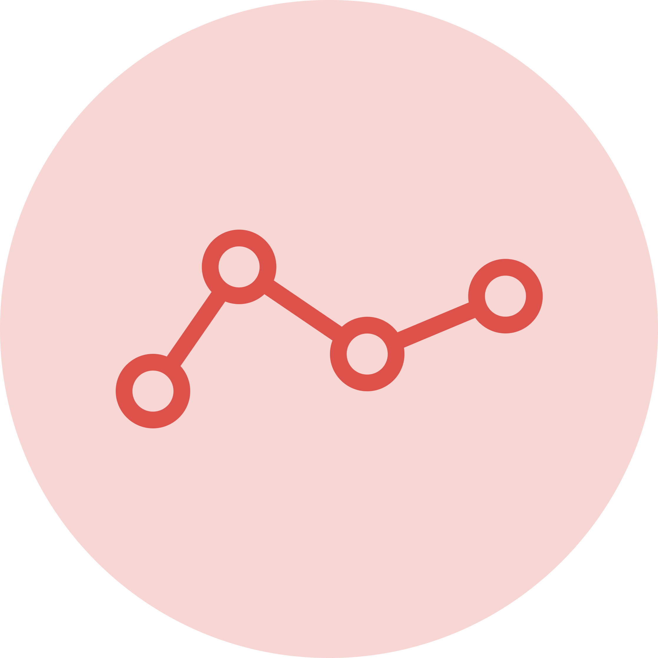 Red line graph icon with four connected data points inside a pink circle.