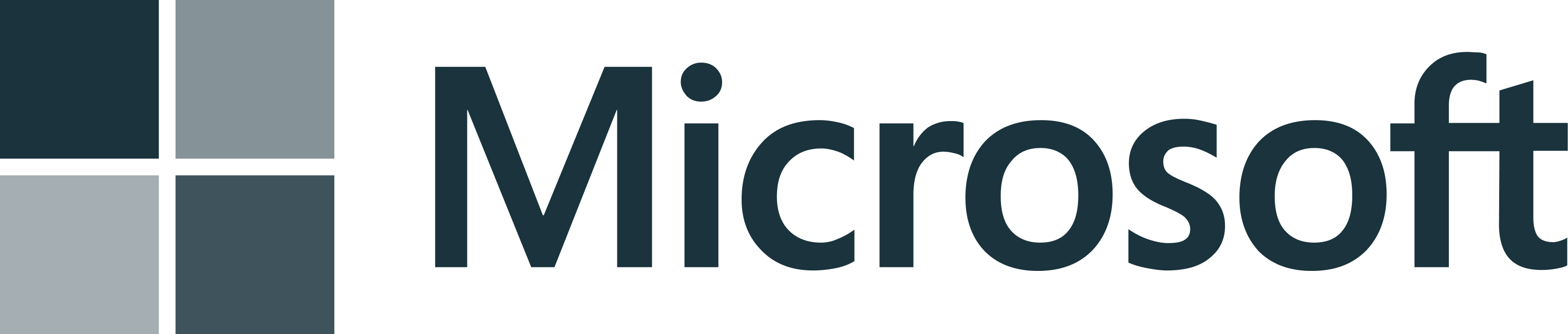 Microsoft logo consisting of four colored squares to the left of the word Microsoft in bold letters.