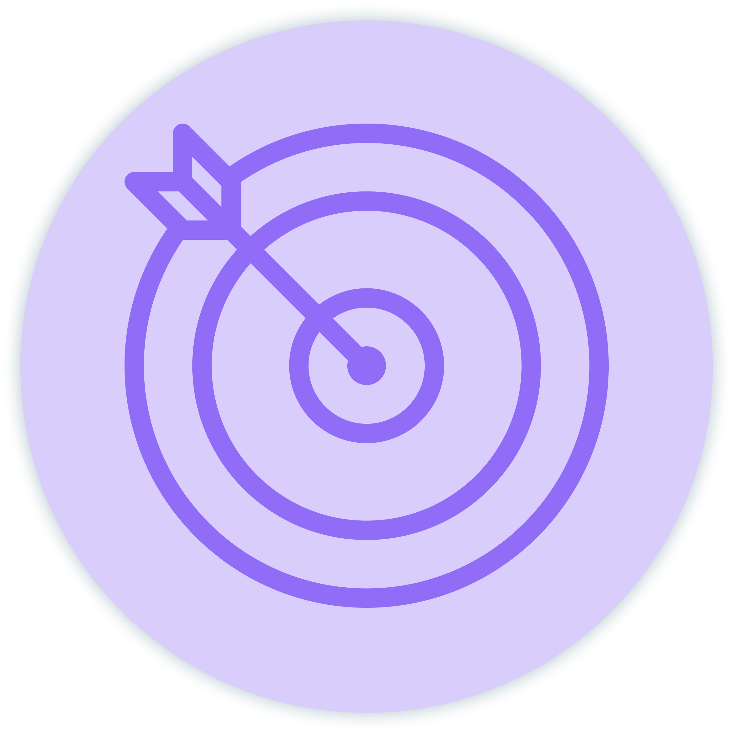 Purple target with an arrow hitting the bullseye inside a circular lilac background.